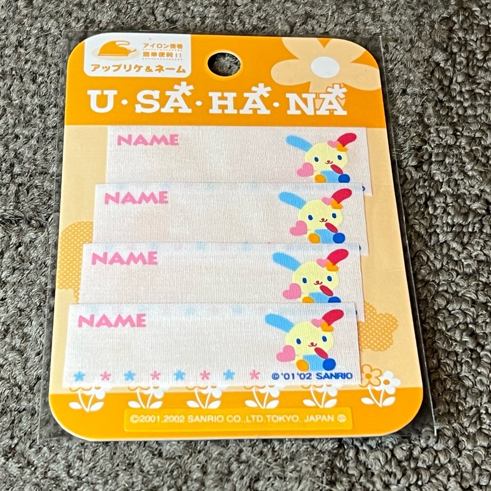 *2002* U*SA*HA*NA Usahana Name Wappen Tag Iron-On Patch Japan Official Sanrio